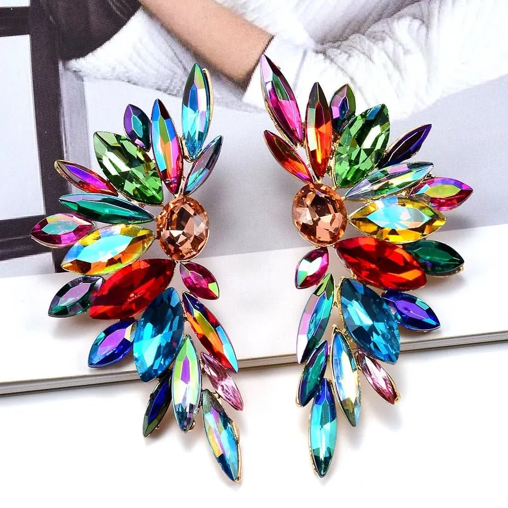 Multicolored Crystal Geometric Drop Earrings - Classic Fashion Jewelry for Women