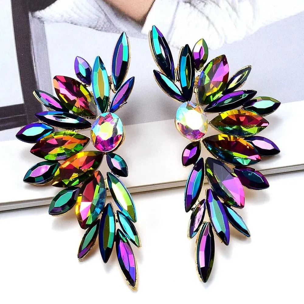 Multicolored Crystal Geometric Drop Earrings - Classic Fashion Jewelry for Women