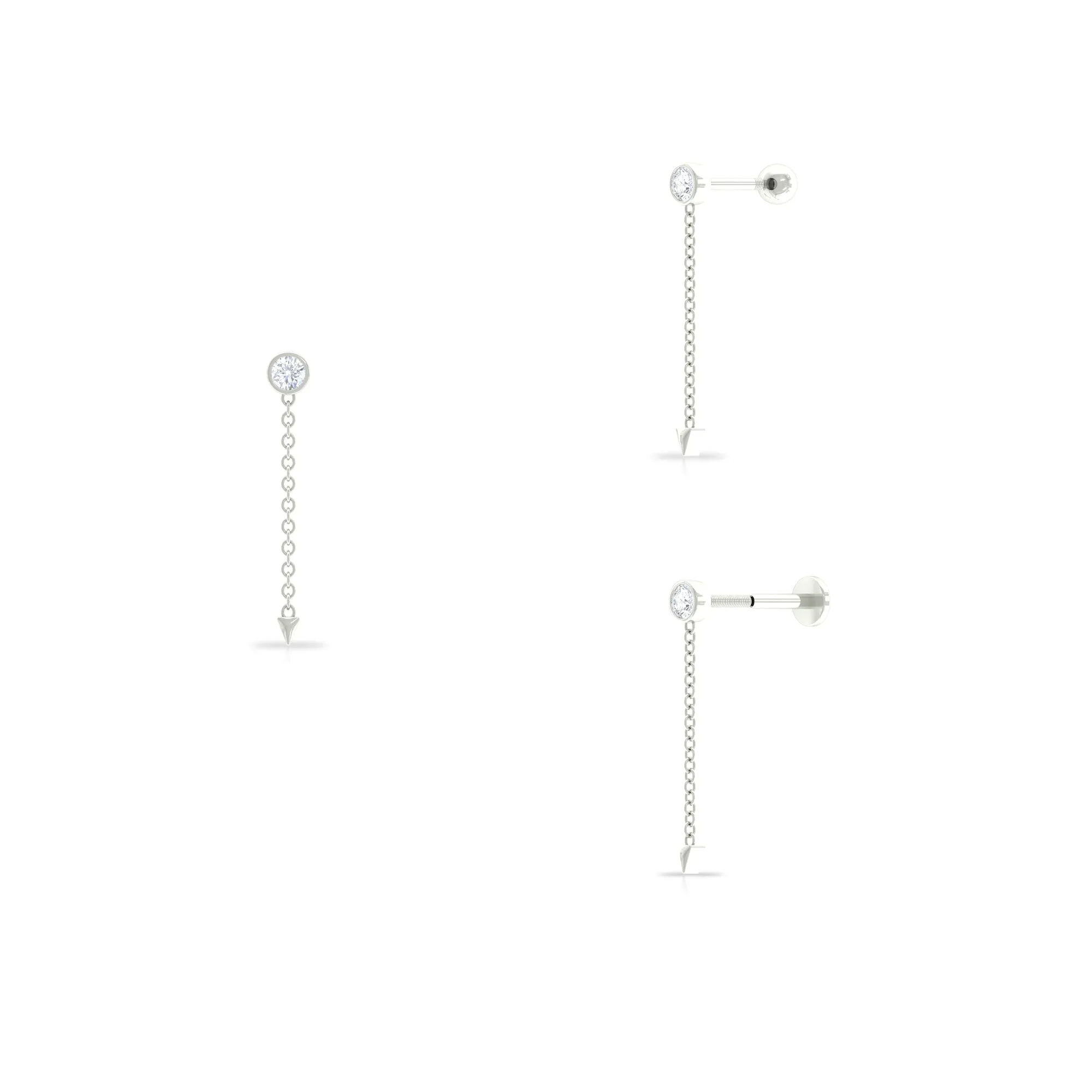 Natural Diamond Chain Drop Earring for Helix Piercing