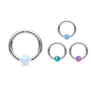 Opal Captive Bead Body Jewellery in 14K White Gold