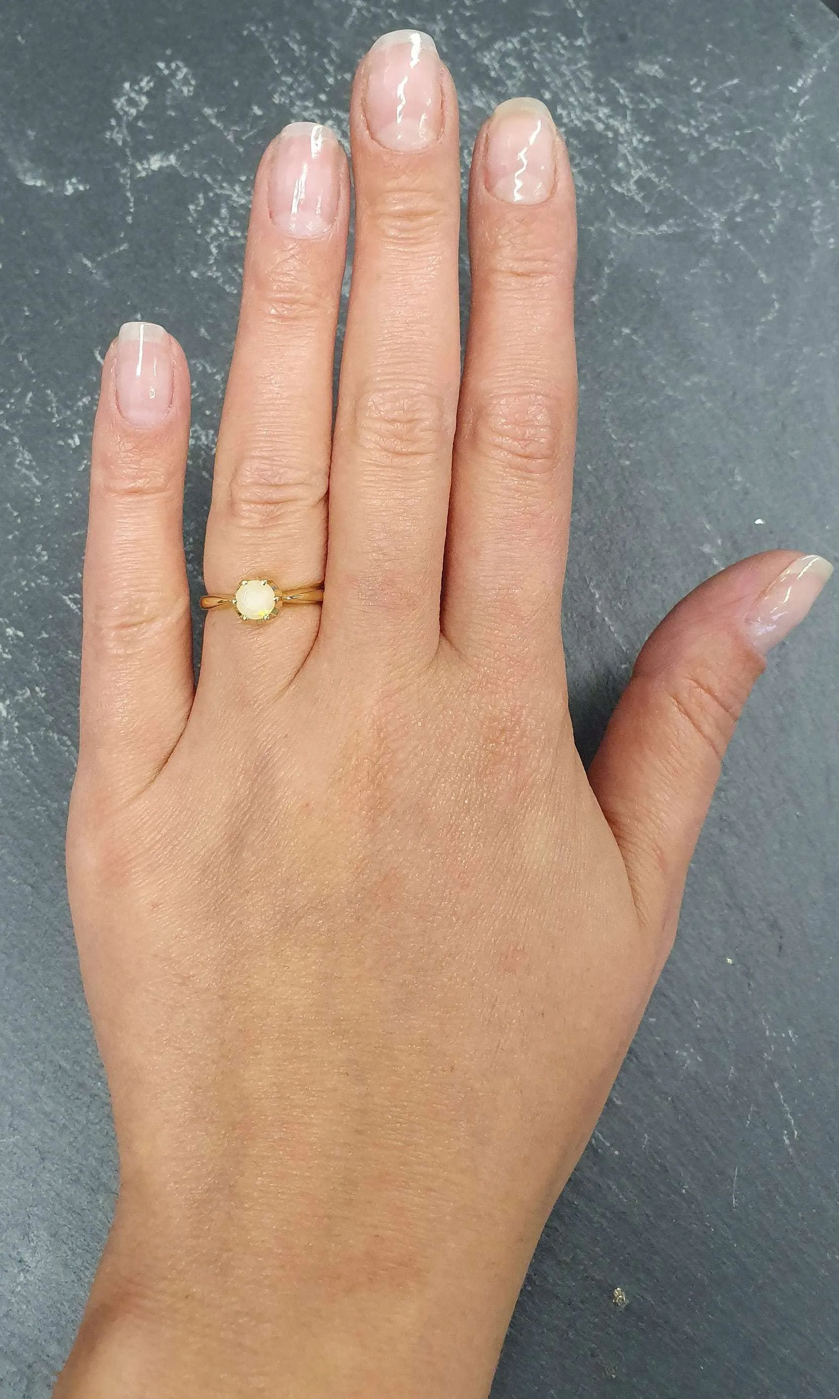 Opal Solitaire Gold Ring -  Dainty Opal Ring - Opal Promise Ring