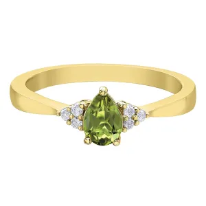 Pear-Shaped Peridot and Diamond Ring