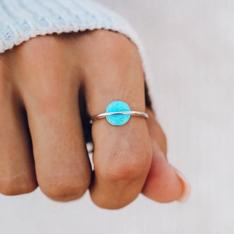 PURA VIDA SILVER OPAL SATURN RING