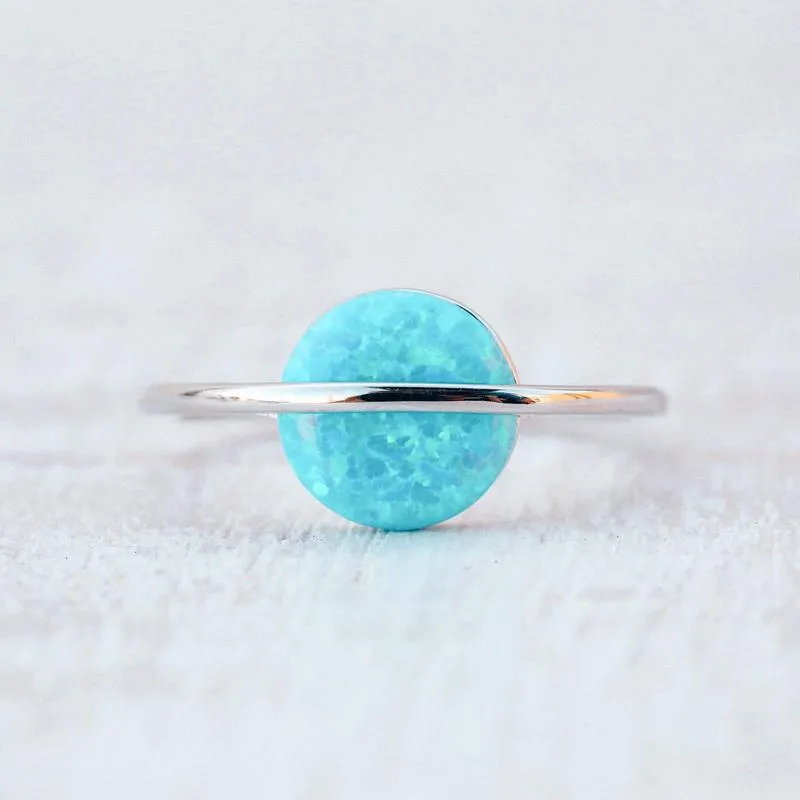 PURA VIDA SILVER OPAL SATURN RING