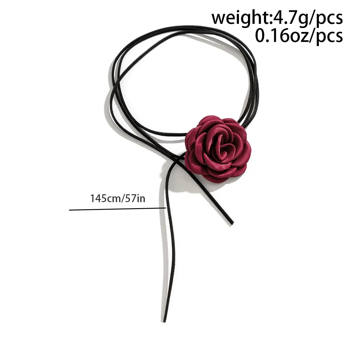 Purpdrank - Romantic Gothic Big Rose Flower Clavicle Chain Necklace for Women Ladies Korean Fashion Adjustable Rope Choker Y2K Accessories