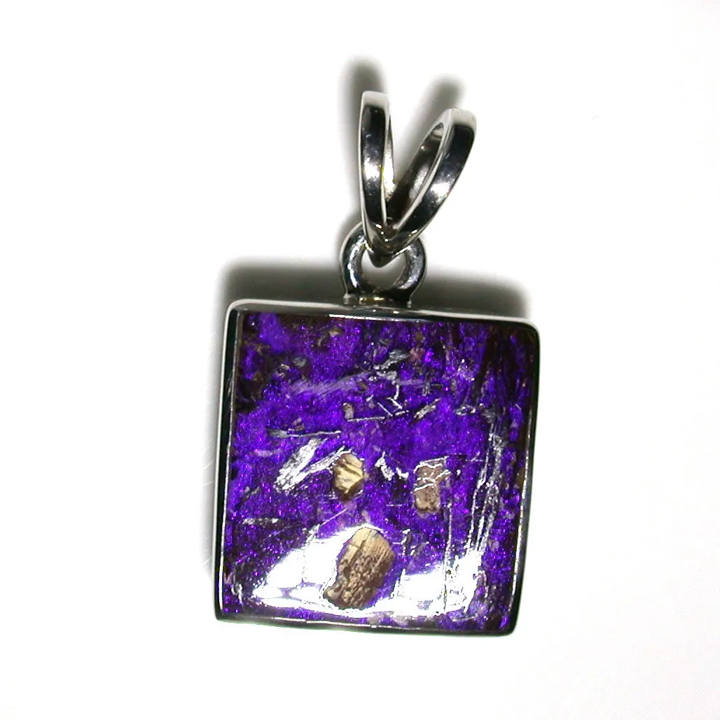 Purple wood replacement solid boulder opal pendant