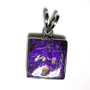 Purple wood replacement solid boulder opal pendant