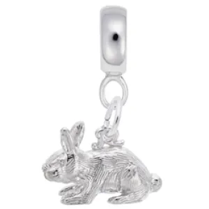 Rabbit Charm Dangle Bead In Sterling Silver