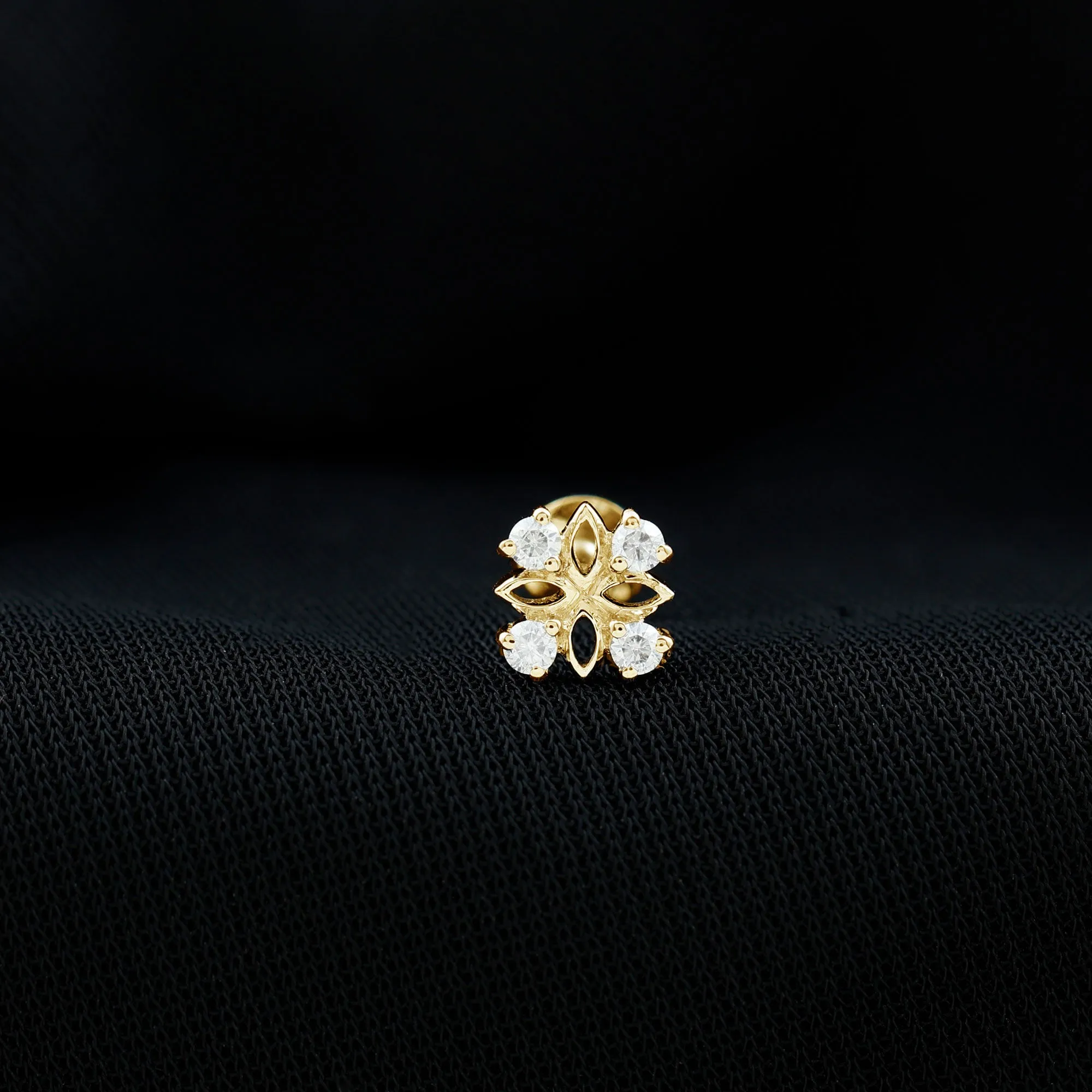 Real Diamond Flower Earring for Cartilage Piercing