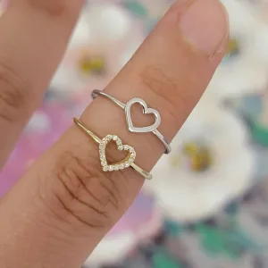 Rose Gold Heart Ring, Heart Shape Ring, 14k Gold Ring, Open Heart Ring, Love Ring, Stacking Ring, Birthday Gift for Her, Friendship ring