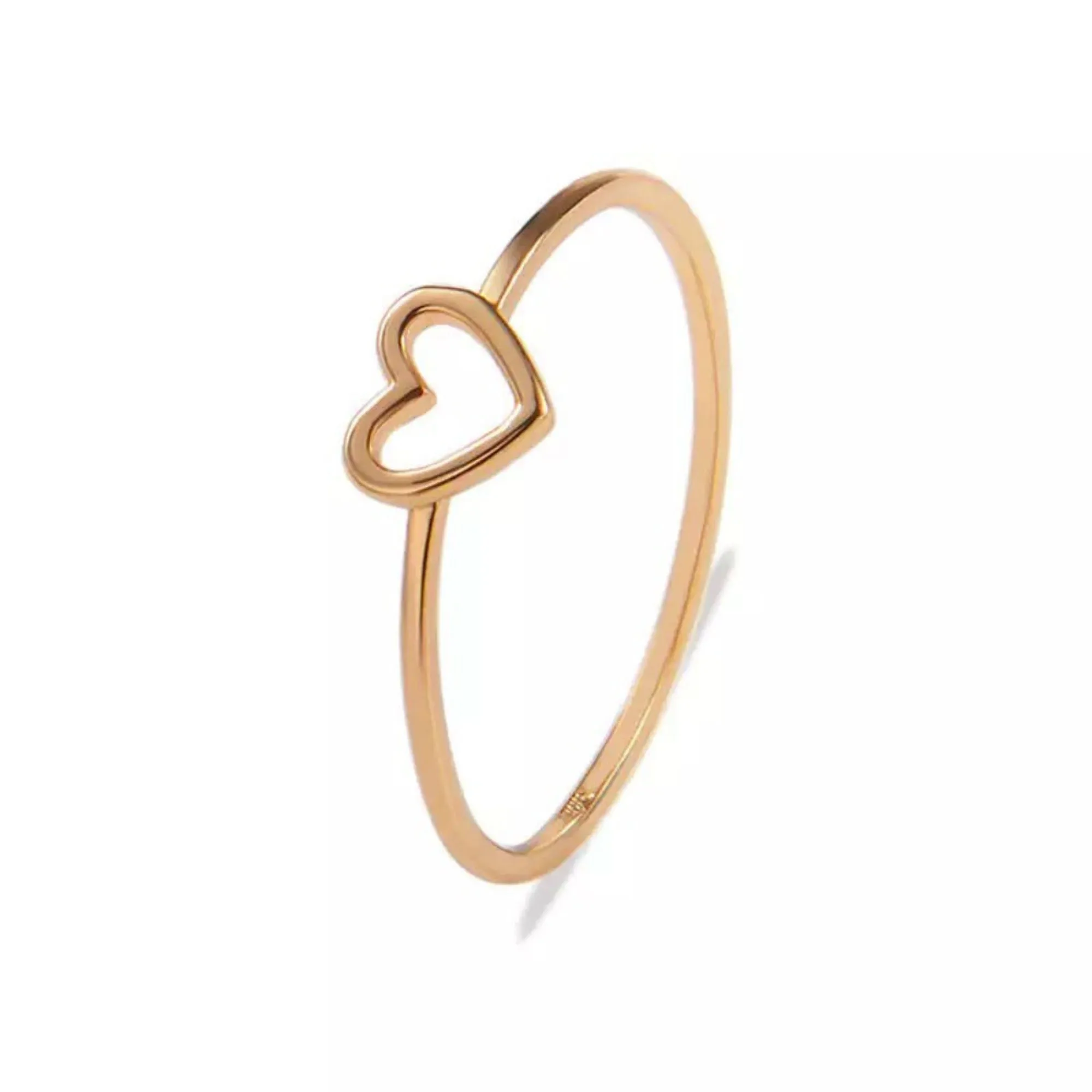 Rose Gold Heart Ring, Heart Shape Ring, 14k Gold Ring, Open Heart Ring, Love Ring, Stacking Ring, Birthday Gift for Her, Friendship ring