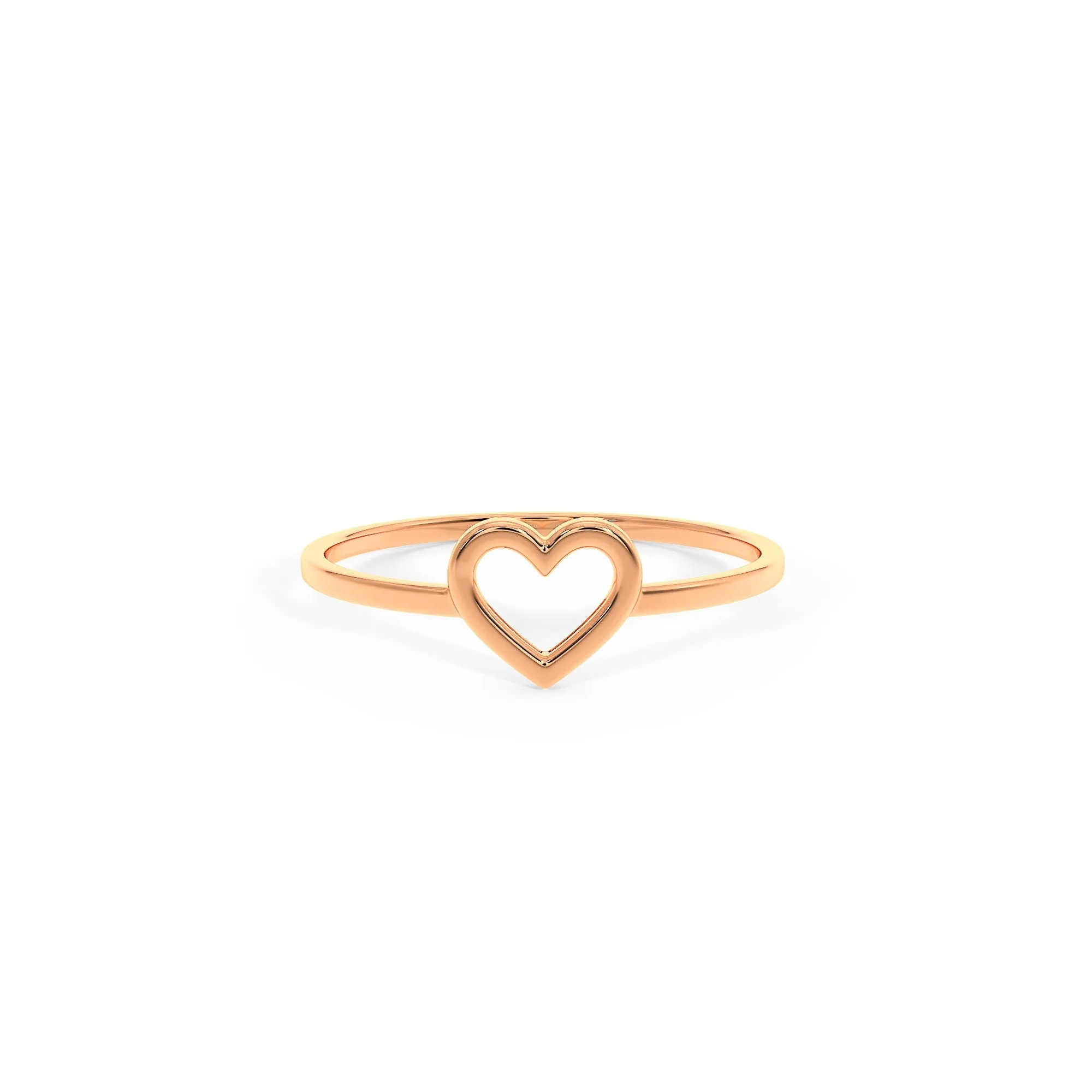 Rose Gold Heart Ring, Heart Shape Ring, 14k Gold Ring, Open Heart Ring, Love Ring, Stacking Ring, Birthday Gift for Her, Friendship ring