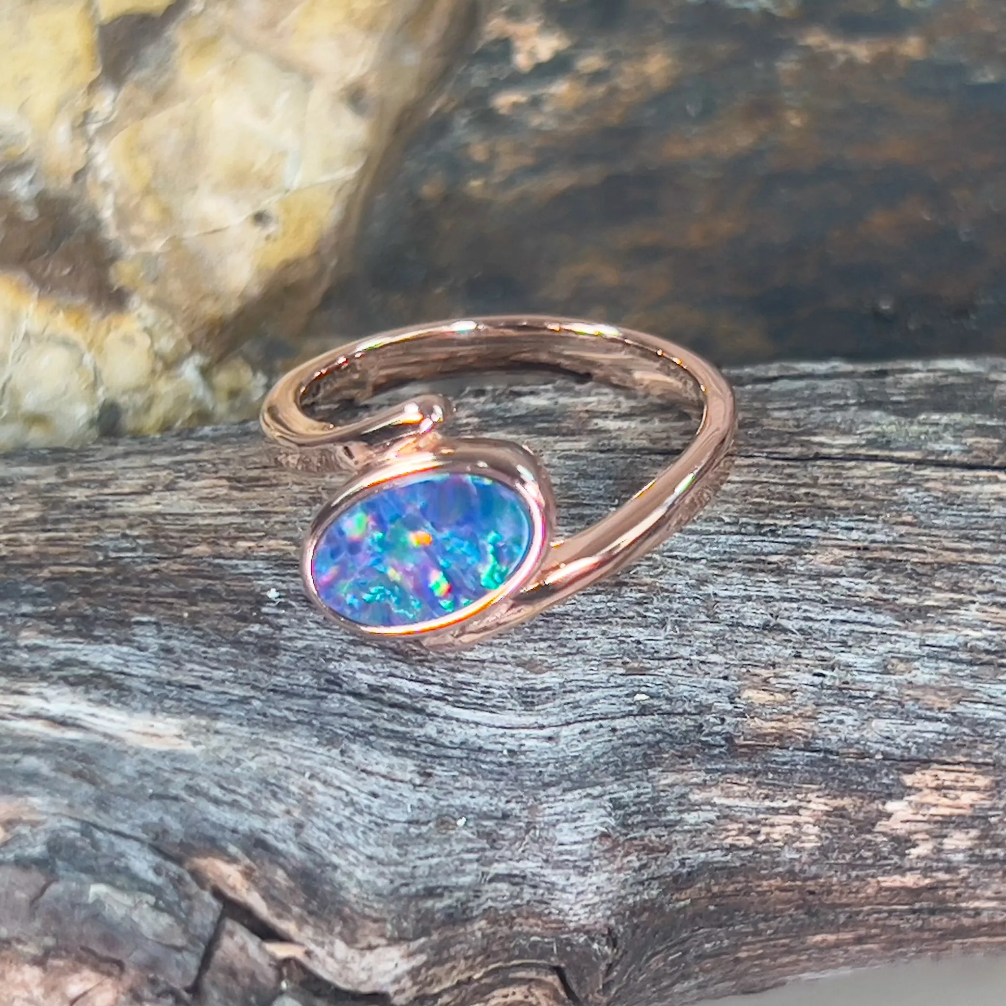 Rose Gold plated Sterling Silver 10x6mm ring