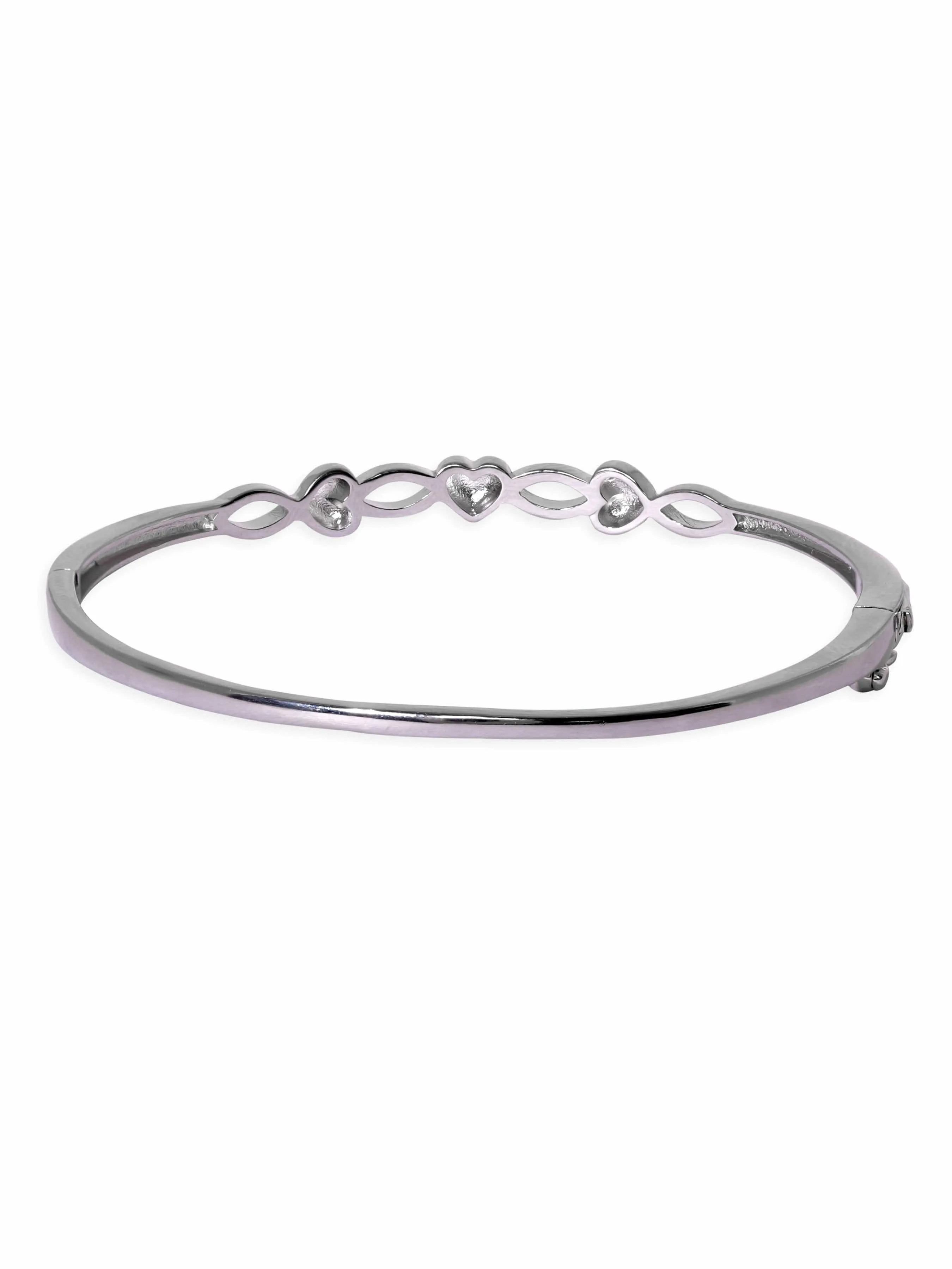 Rubans Silver Rhodium Plated 925 Sterling Silver & Rose Gold Heart Detail Minimal Bracelet