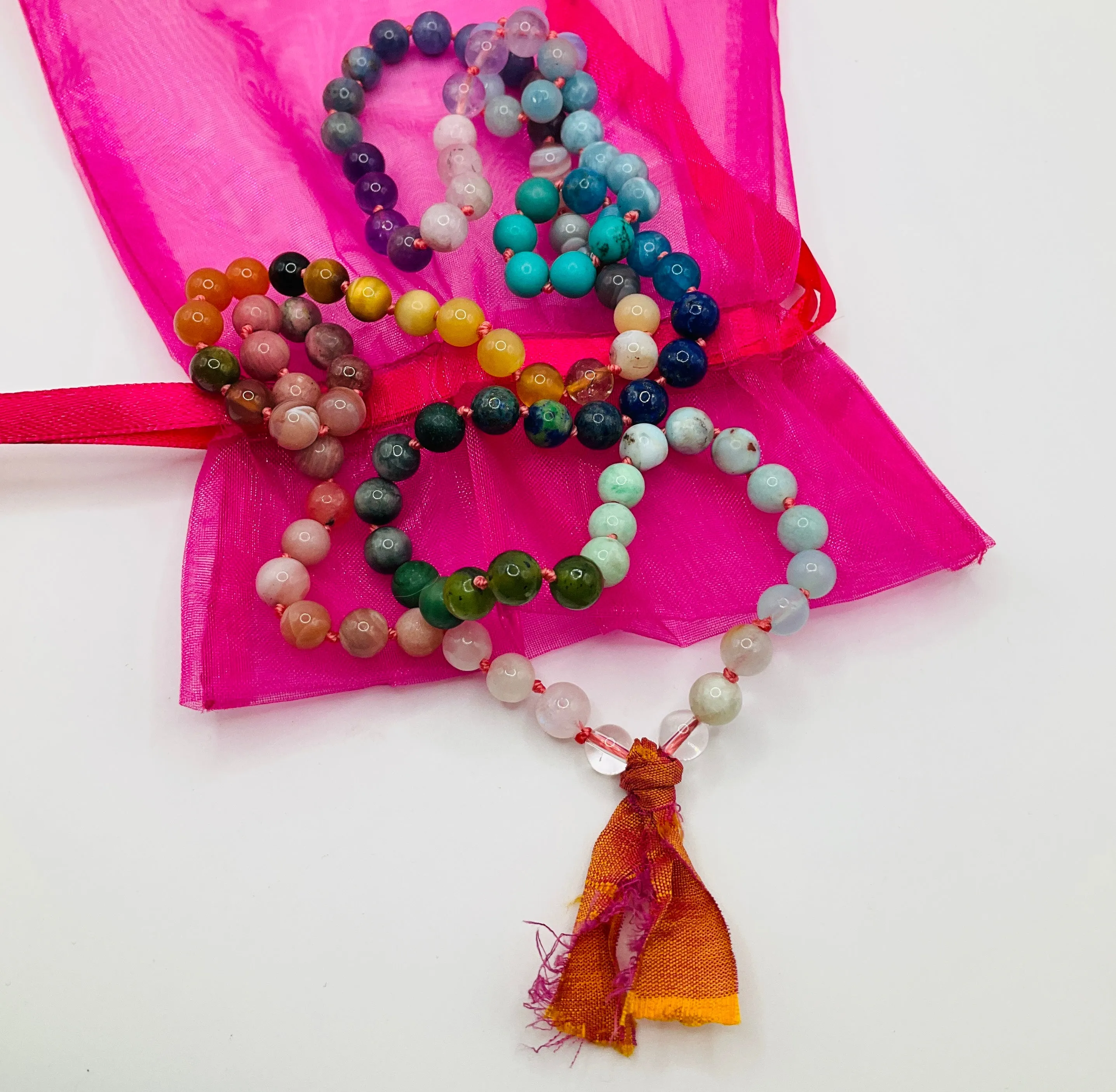 Sari Tassel Intention Mala ~ Peach (002)