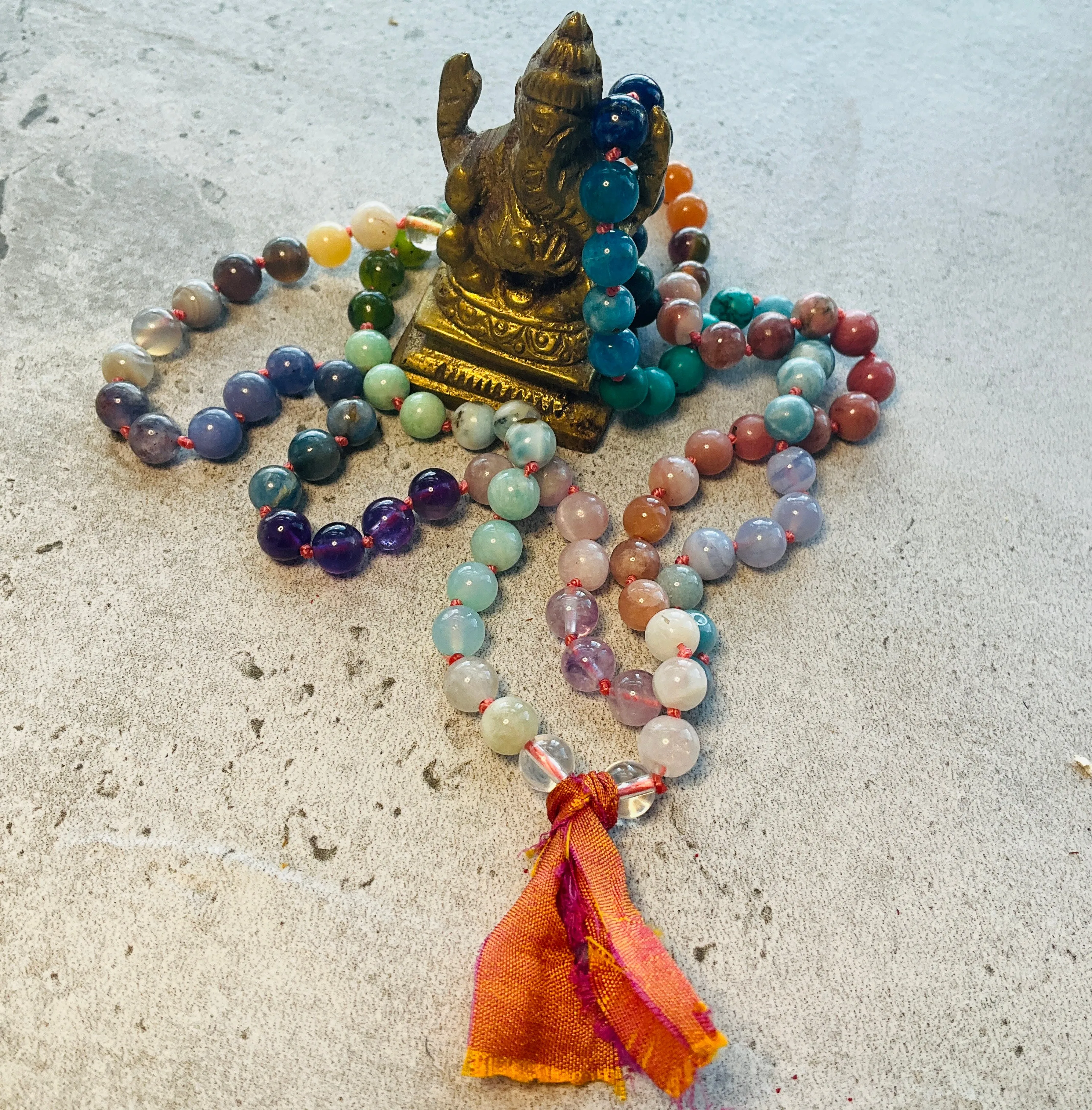 Sari Tassel Intention Mala ~ Peach (002)