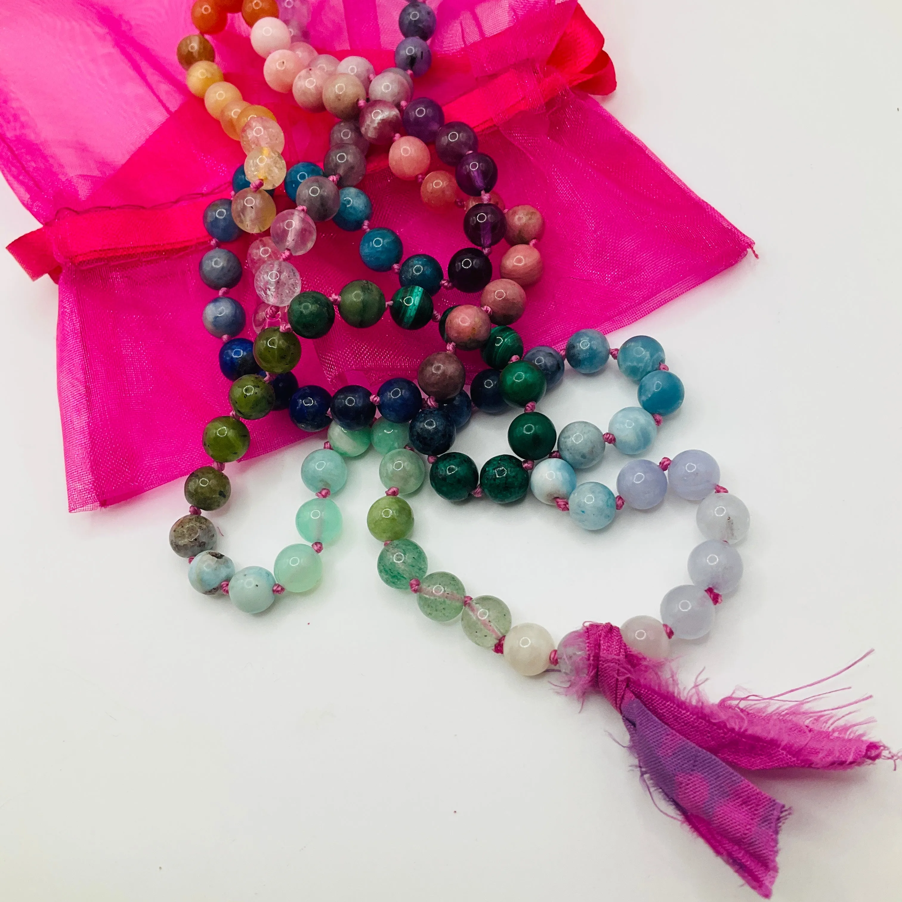 Sari Tassel Intention Mala ~ Pink ~Lavender (003)