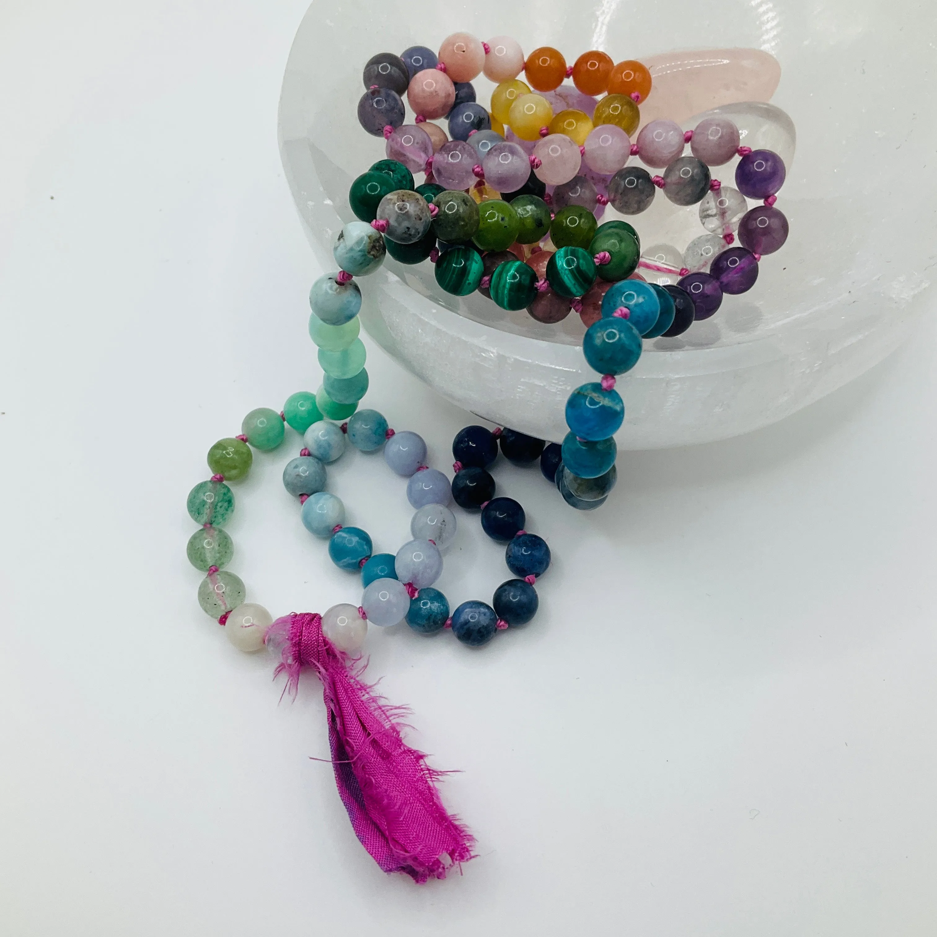 Sari Tassel Intention Mala ~ Pink ~Lavender (003)