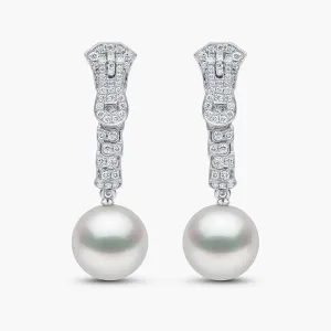 Selene 18K White Gold South Sea Pearl and Diamond Zip Earrings