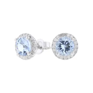 Silver Sprinkle Aquamarine & Diamond Earrings