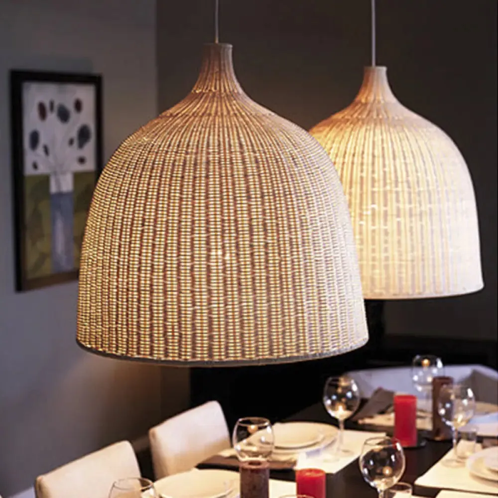 Sleek Rattan Pendant Ceiling Light for Minimalist Restaurant - Basket Suspension Lighting