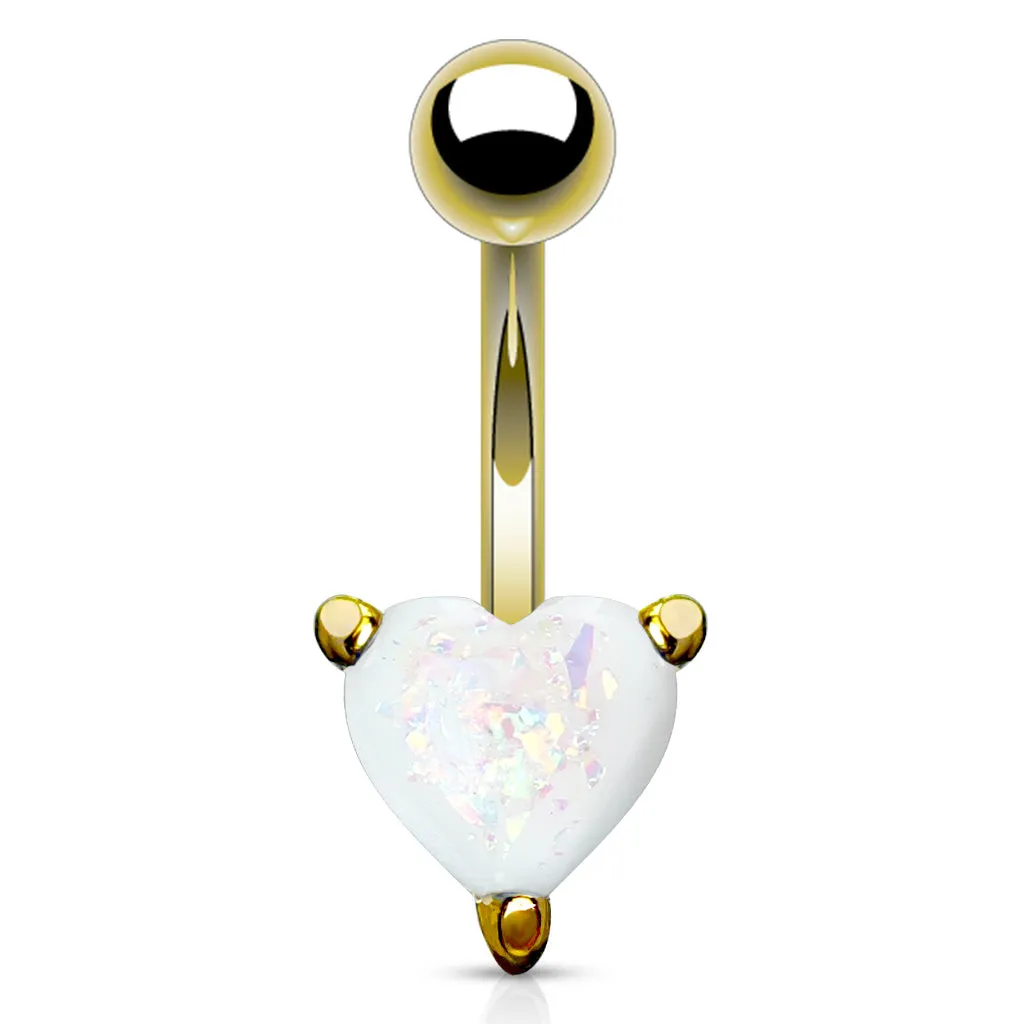 Solitaire Romeo Opal Belly Rings with Gold Plating