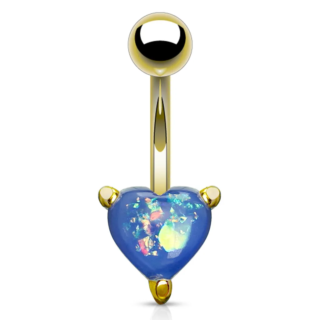 Solitaire Romeo Opal Belly Rings with Gold Plating