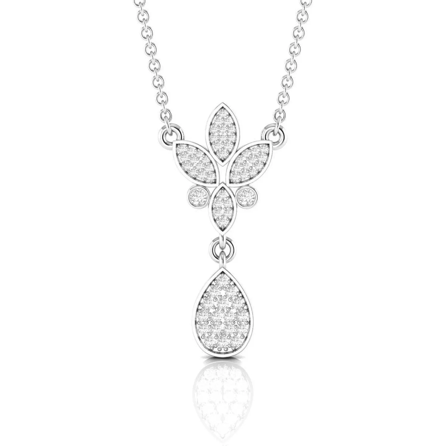 Sparkling Floral Silver Pendant Necklace