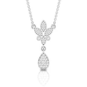 Sparkling Floral Silver Pendant Necklace