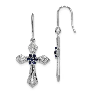 Sterling Silver Diamond Accent Cross Earrings