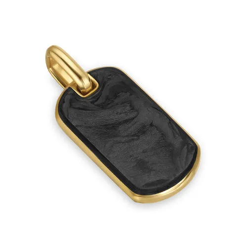 Streamline Tag in 18K Yellow Gold with Forged Carbon, 21.2mm