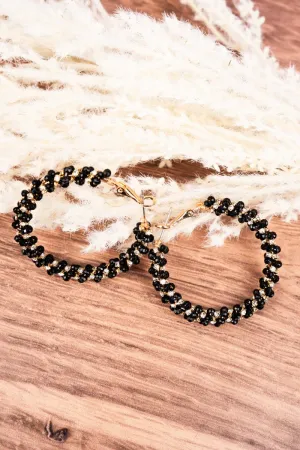 Summit View Black Beaded Hoop Earrings