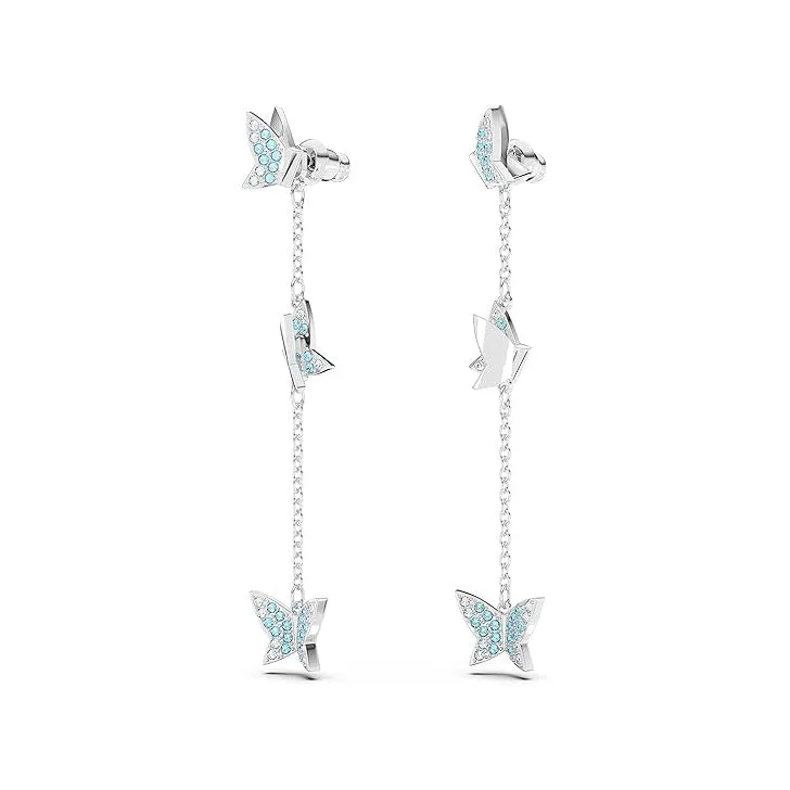 Swarovski Lilia Butterfly Necklace, Earrings, and Bracelet Crystal Jewelry Collection Women's Blue Crystals in a Rhodium Tone Finished Setting Earrings - 5662182