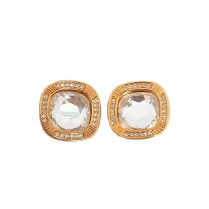 Swarovski Square Crystal Clip On Earrings