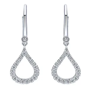 Teardrop Shaped Diamond Drop Earrings 1/3 Cttw