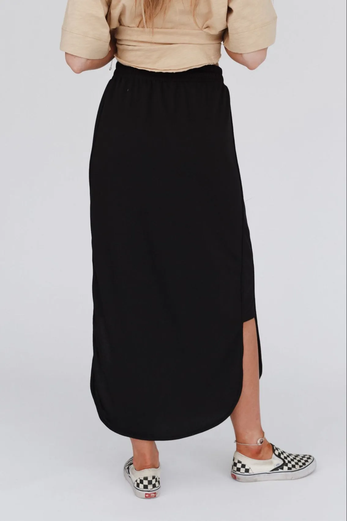 The Nest So Comfy Drawstring Maxi Skirt - Black