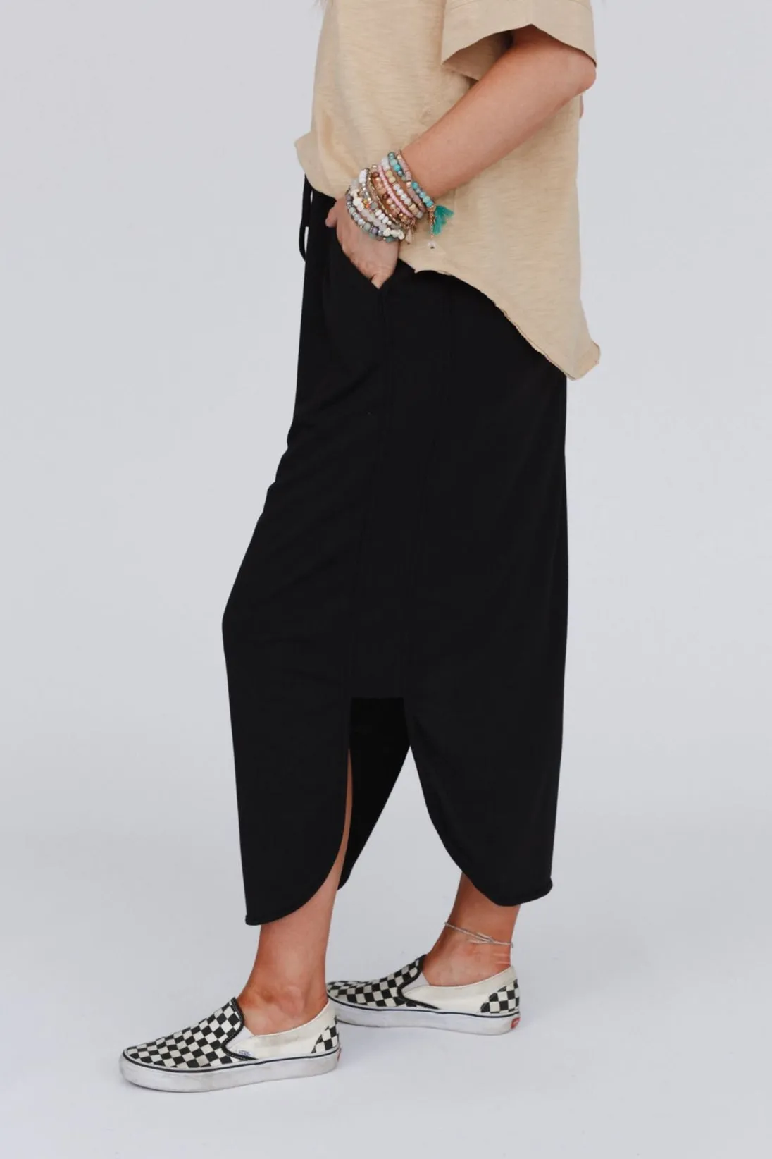 The Nest So Comfy Drawstring Maxi Skirt - Black