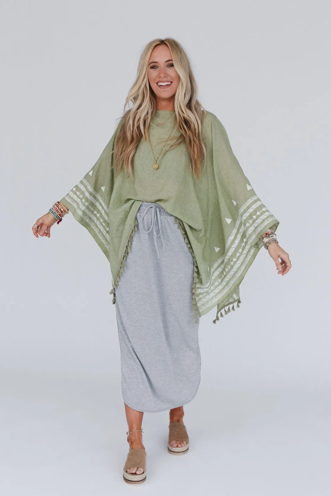 The Nest So Comfy Drawstring Maxi Skirt - Heather Gray