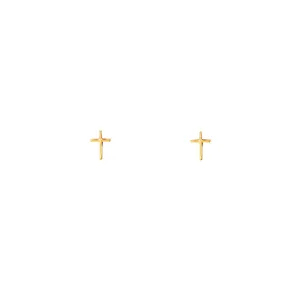 Tiny Gold Cross Stud Earrings