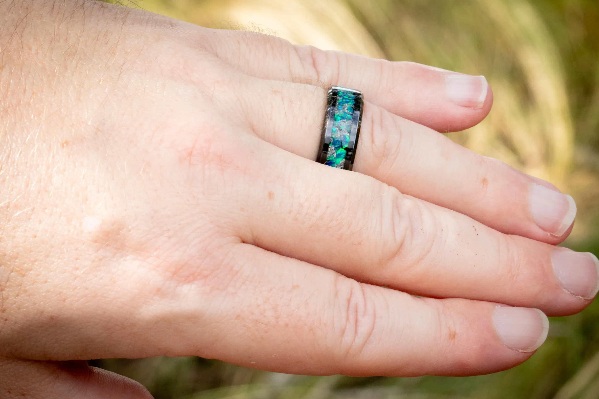 Titanium Carbide Ring with Cremation Ashes