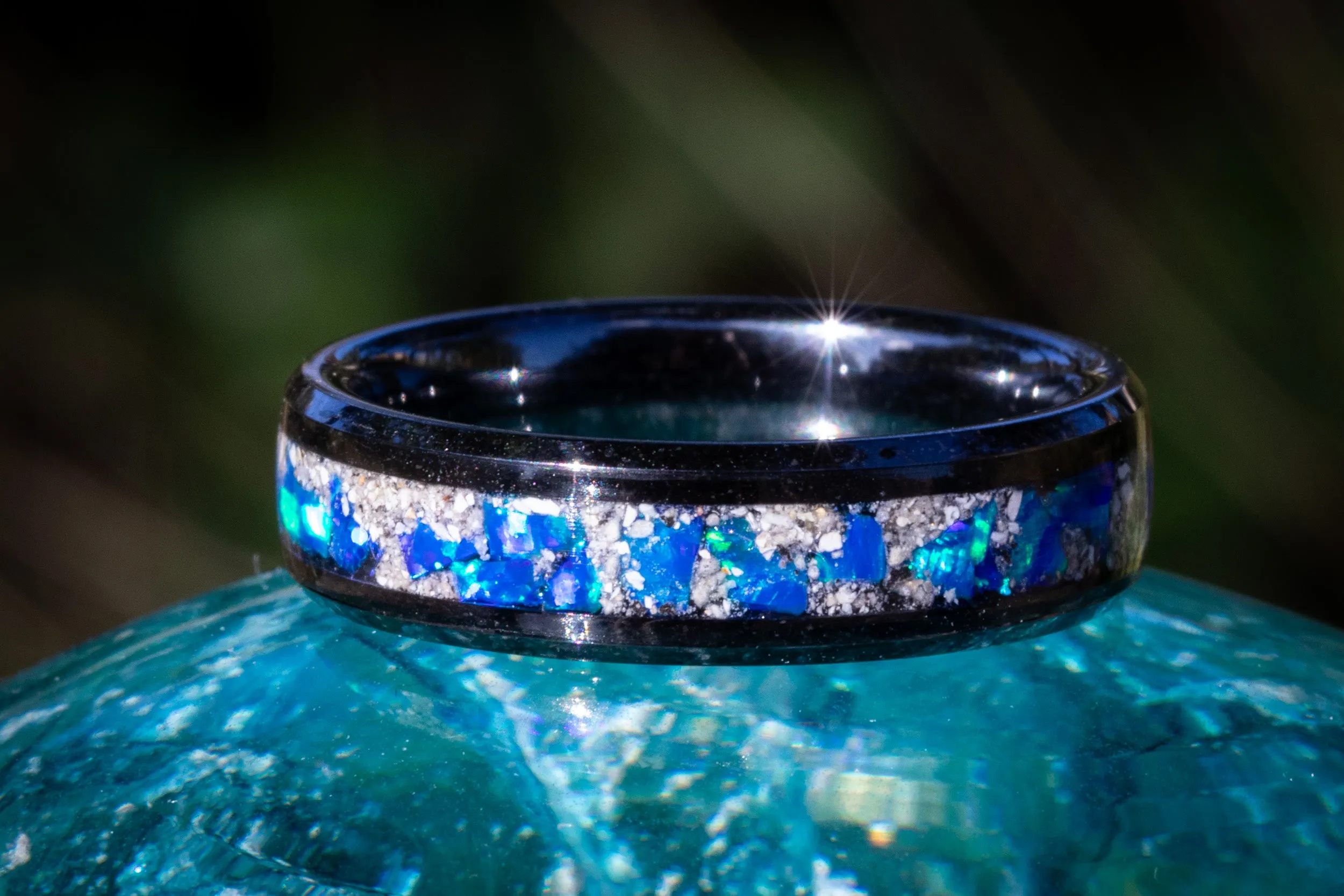 Titanium Carbide Ring with Cremation Ashes