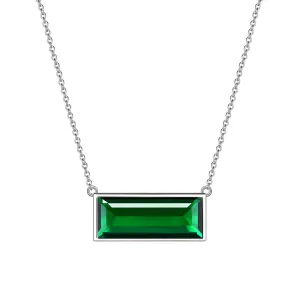 Tokyo Mart Bar Birthstone May Emerald Necklace Women Girls Jewelry Birthday Gift Sterling Silver