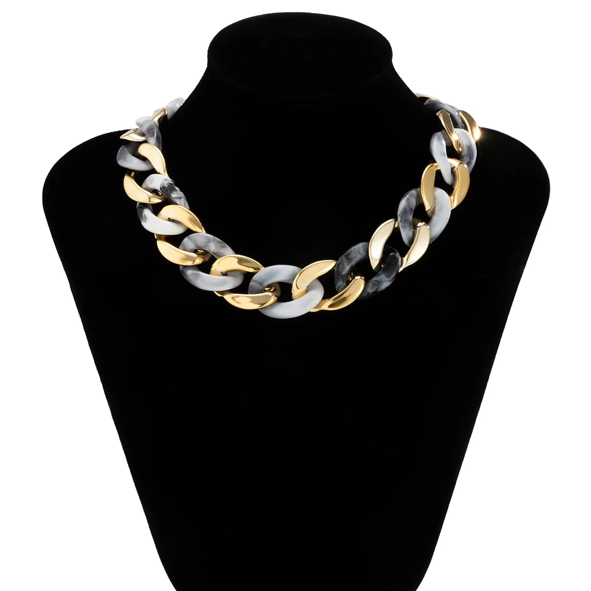 Unisex Gold Tone Resin Chunky Gold Chain Necklace