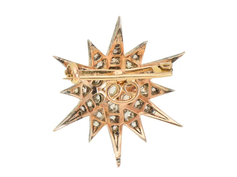 Victorian Rays - Diamond Star Brooch Pendant 2.6 Carats