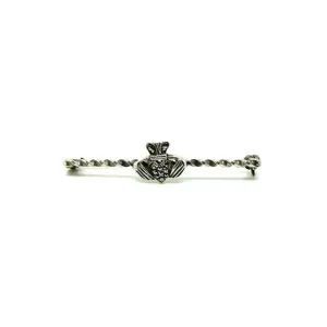 Vintage 1930 Marcasite Claddagh Sterling Silver Brooch