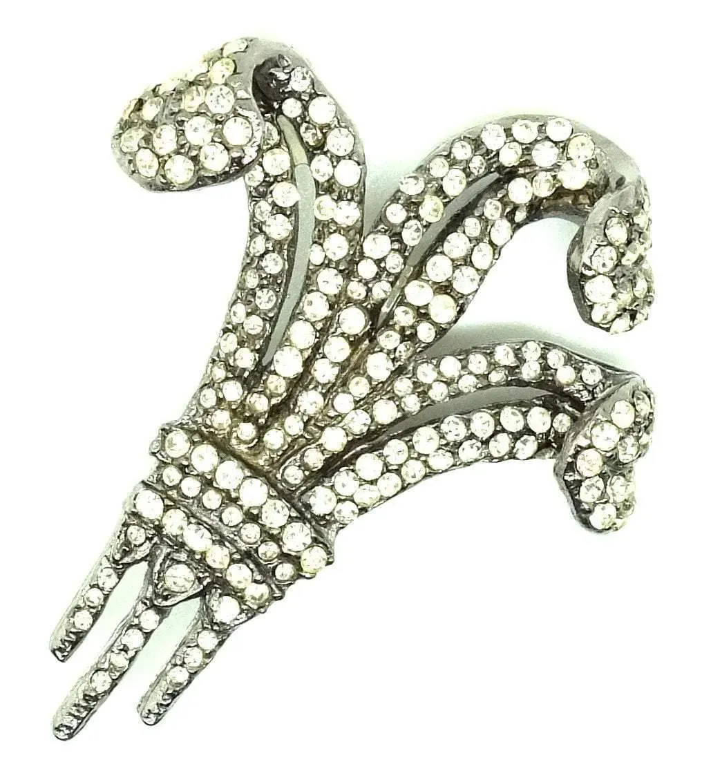 Vintage 1950s Fleur-de-lis Diamante Brooch