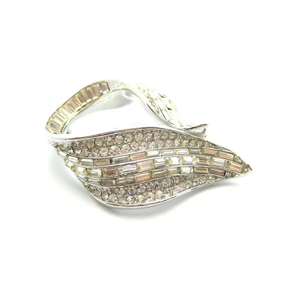 Vintage 1960's Diamante Scroll Brooch