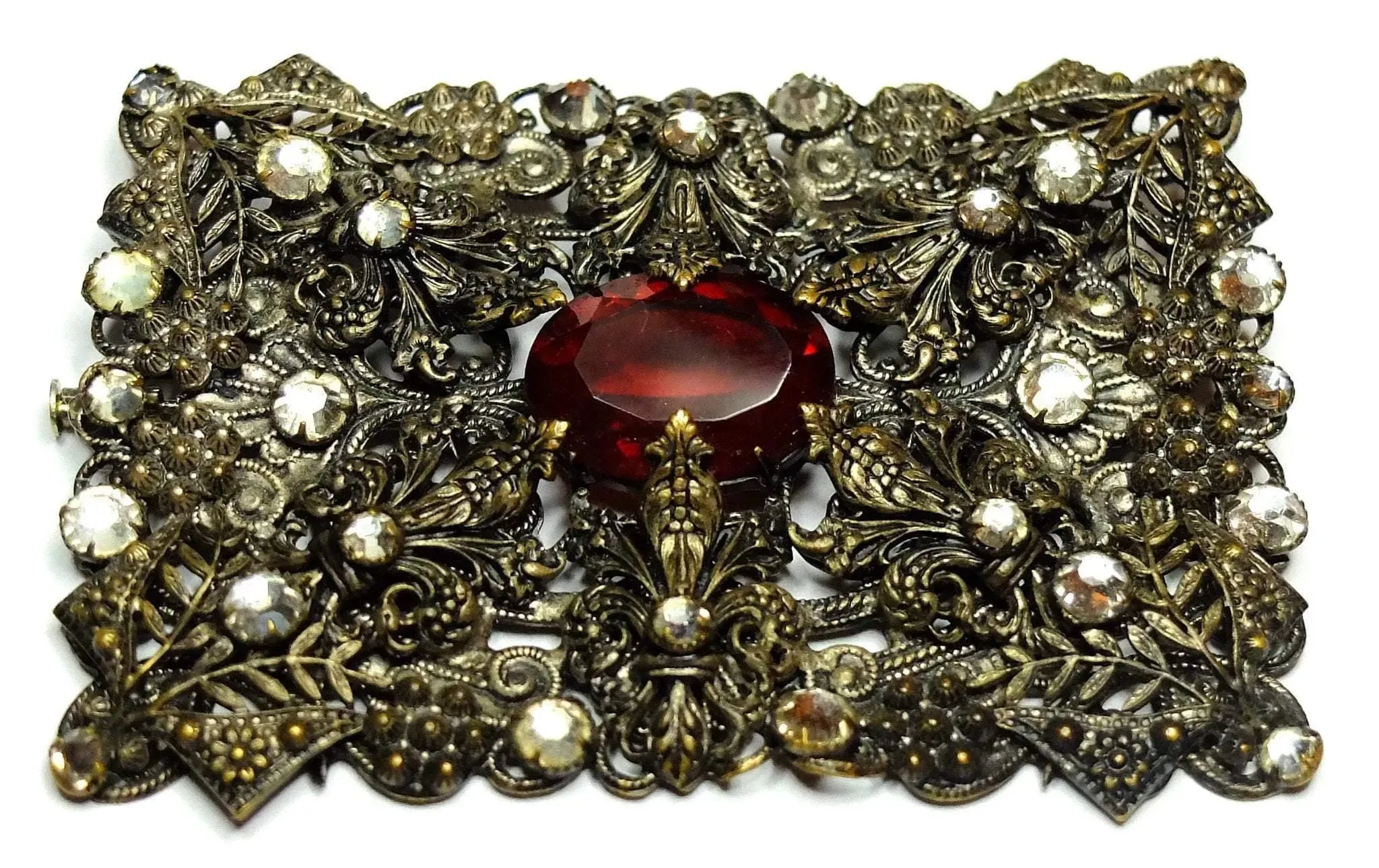 Vintage Art Deco 1930s Large Bohemian Filigree Czech Brooch