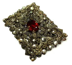 Vintage Art Deco 1930s Large Bohemian Filigree Czech Brooch