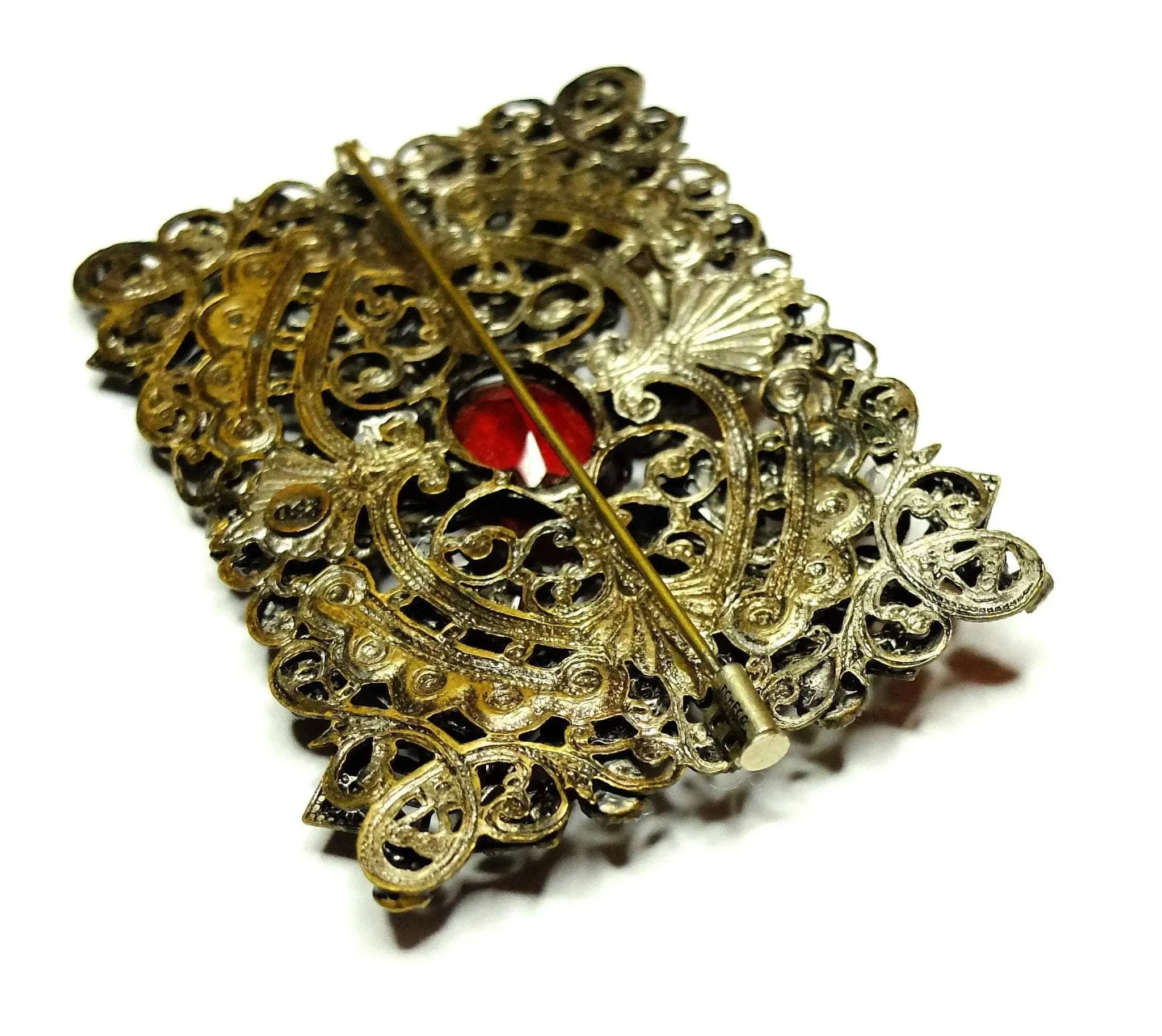 Vintage Art Deco 1930s Large Bohemian Filigree Czech Brooch